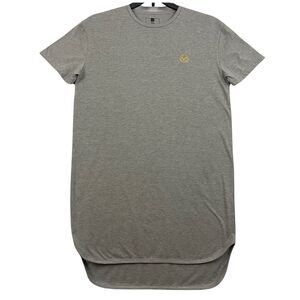 HW T Shirt Dress Size XL Gray Short Sleeve Cotton High Low Midi Round Hem Comfy